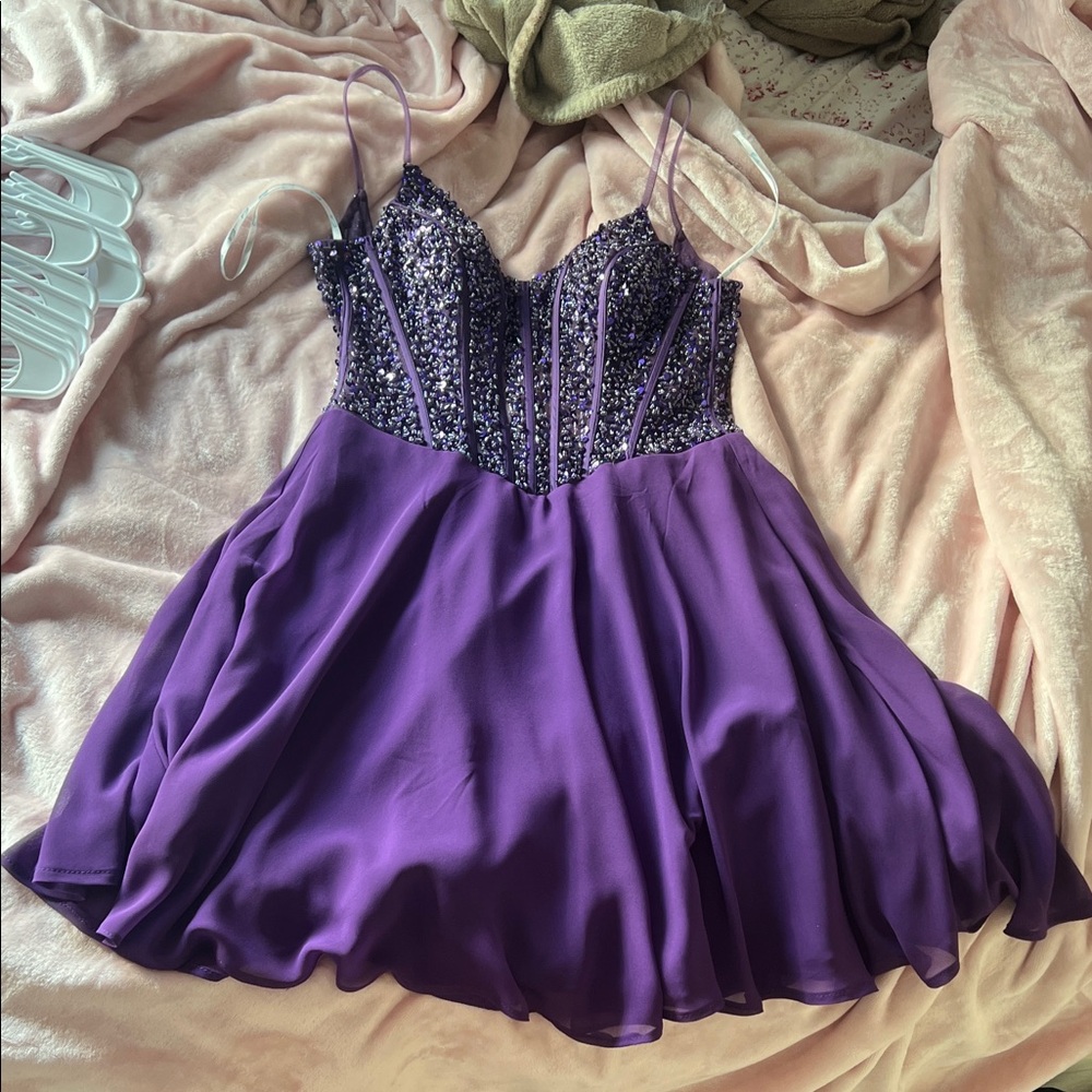 Camille La Vie Purple Sequin Mini Dress